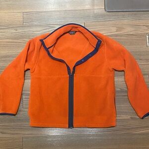 LL Bean Orange Fleece Jacket with Navy Trim